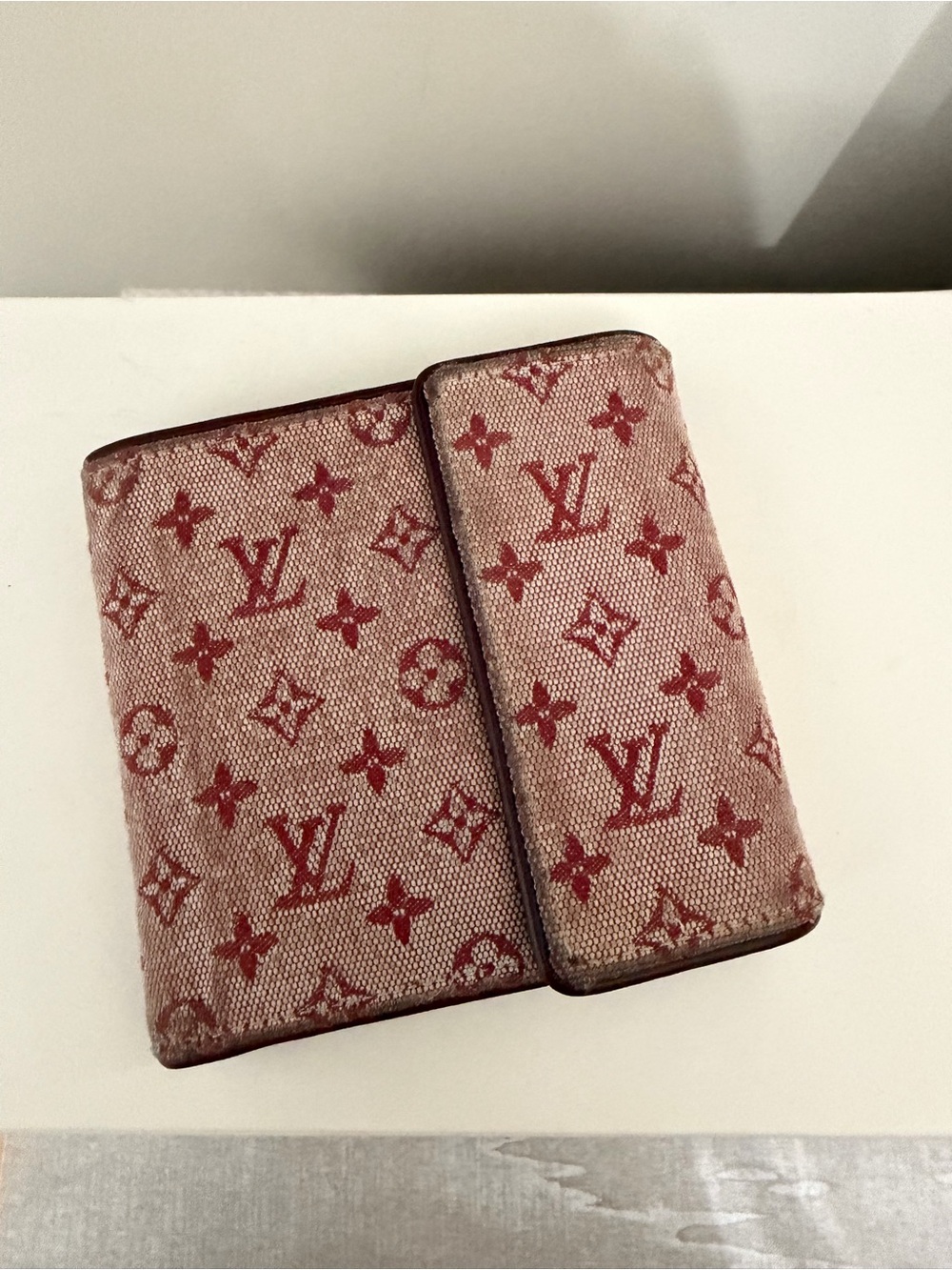 Authentic Louis Vuitton Dusty Pink Monogram Canvas Card & Key Holder. LV wallet